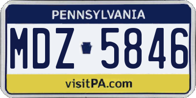 PA license plate MDZ5846