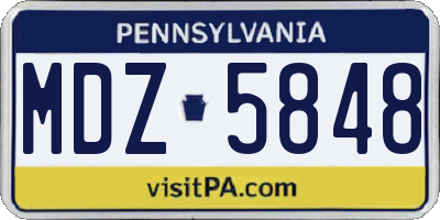 PA license plate MDZ5848