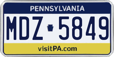 PA license plate MDZ5849