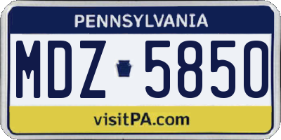 PA license plate MDZ5850
