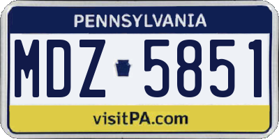 PA license plate MDZ5851