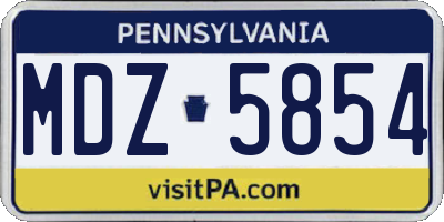 PA license plate MDZ5854