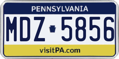PA license plate MDZ5856