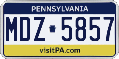 PA license plate MDZ5857