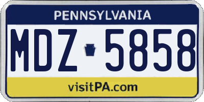 PA license plate MDZ5858