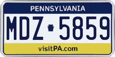 PA license plate MDZ5859