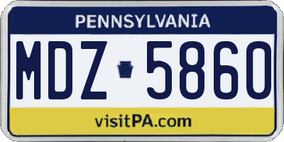PA license plate MDZ5860