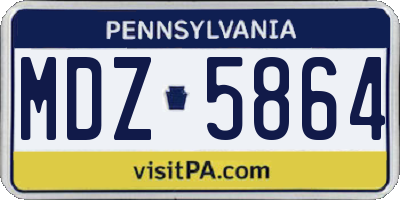 PA license plate MDZ5864