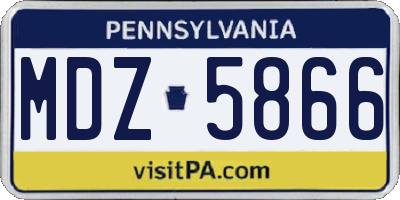 PA license plate MDZ5866