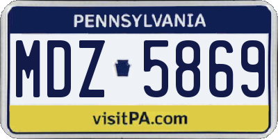 PA license plate MDZ5869