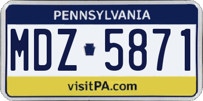 PA license plate MDZ5871