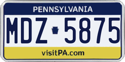 PA license plate MDZ5875