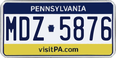 PA license plate MDZ5876