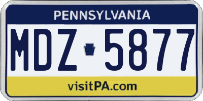 PA license plate MDZ5877