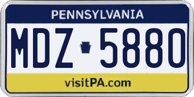 PA license plate MDZ5880