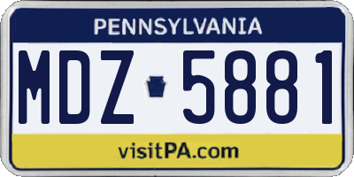 PA license plate MDZ5881