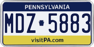 PA license plate MDZ5883