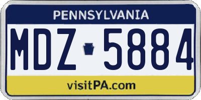 PA license plate MDZ5884