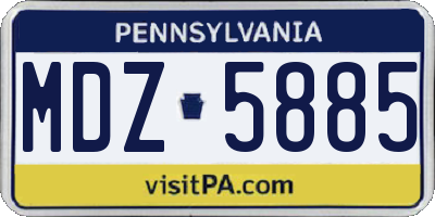 PA license plate MDZ5885