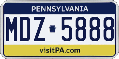 PA license plate MDZ5888