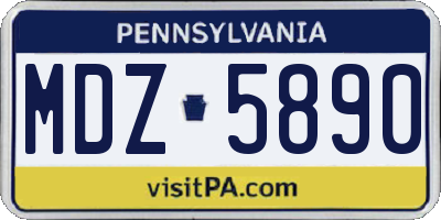 PA license plate MDZ5890