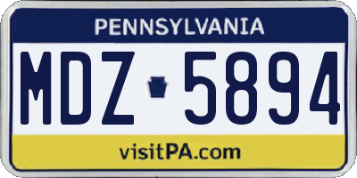 PA license plate MDZ5894