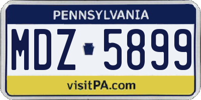 PA license plate MDZ5899