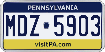 PA license plate MDZ5903