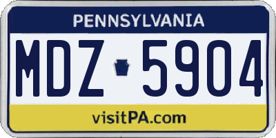 PA license plate MDZ5904