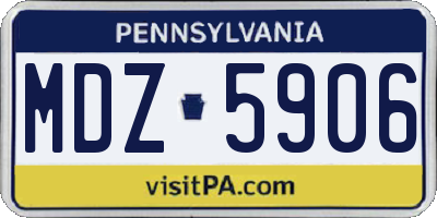 PA license plate MDZ5906