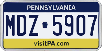 PA license plate MDZ5907