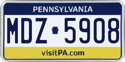 PA license plate MDZ5908