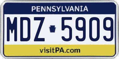 PA license plate MDZ5909