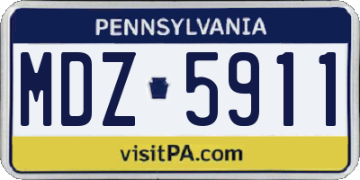 PA license plate MDZ5911