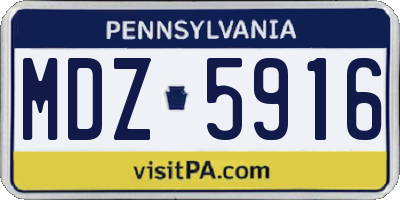 PA license plate MDZ5916