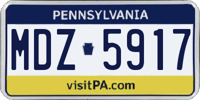 PA license plate MDZ5917