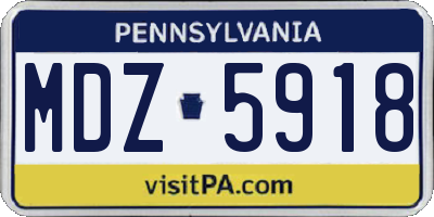 PA license plate MDZ5918