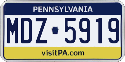 PA license plate MDZ5919
