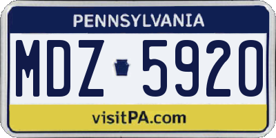 PA license plate MDZ5920