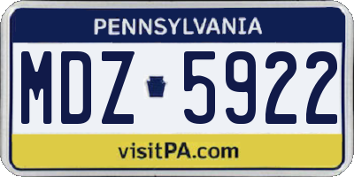 PA license plate MDZ5922