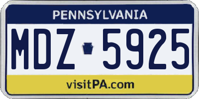PA license plate MDZ5925