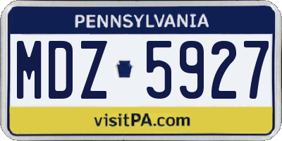 PA license plate MDZ5927