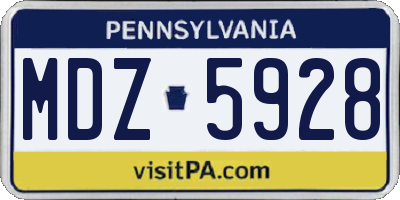 PA license plate MDZ5928