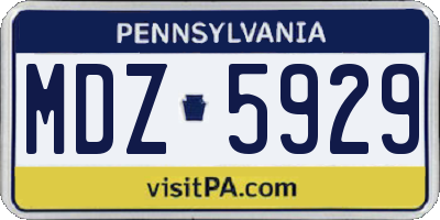 PA license plate MDZ5929
