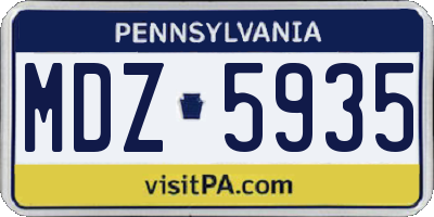 PA license plate MDZ5935