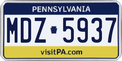 PA license plate MDZ5937