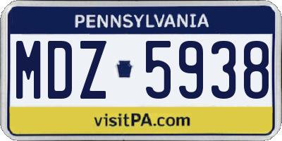 PA license plate MDZ5938