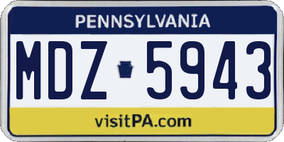 PA license plate MDZ5943