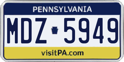 PA license plate MDZ5949