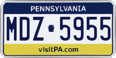 PA license plate MDZ5955